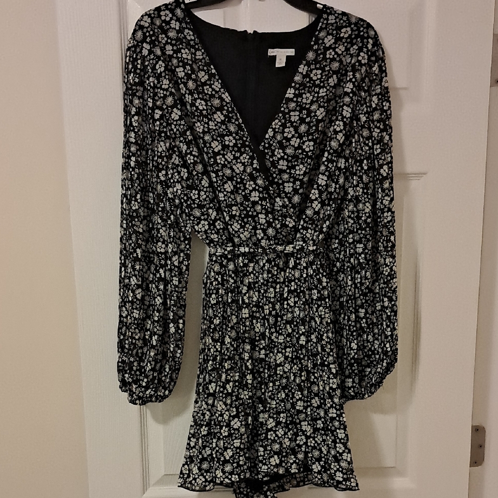 Floral Black and White Romper